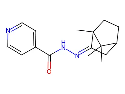 N-[(1,7,7-trimethyl-2-bicyclo[2.2.1]heptanylidene)amino]pyridine-4-carboxamide structure