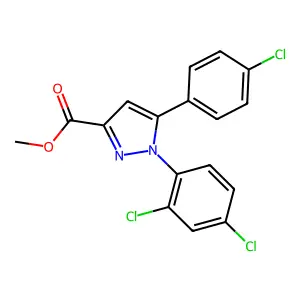 methyl 5-(4-chlorophenyl)-1-(2,4-dichlorophenyl)-1H-pyrazole-3-carboxylate structure