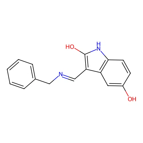 2H-Indol-2-one, 1,3-dihydro-5-hydroxy-3-(((phenylmethyl)amino)methylene)-, (E)- structure