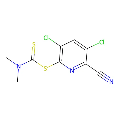 Carbamodithioic acid, dimethyl-, 3,5-dichloro-6-cyano-2-pyridinyl ester structure