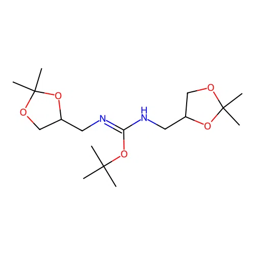 2-Tert-butyl-1,3-bis(2,2-dimethyl[1,3]dioxolan-4-ylmethyl)isourea structure