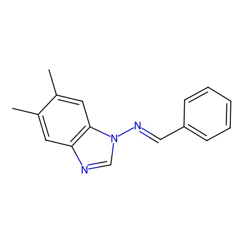 N-(5,6-dimethylbenzimidazol-1-yl)-1-phenylmethanimine structure