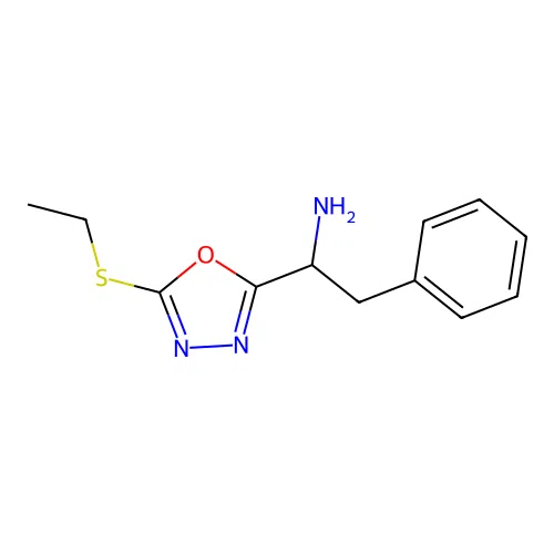 1-(5-Ethylsulfanyl-[1,3,4]oxadiazol-2-yl)-2-phenyl-ethylamine structure