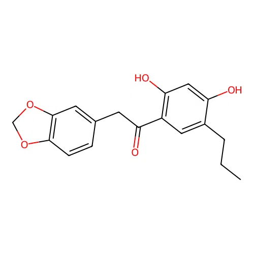 2-(1,3-Benzodioxol-5-yl)-1-(2,4-dihydroxy-5-propylphenyl)ethanone structure