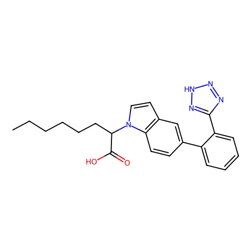 2-[5-[2-(2H-tetrazol-5-yl)phenyl]indol-1-yl]octanoic Acid structure