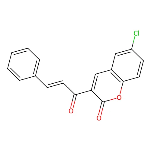 6-chloro-3-[(2E)-3-phenylprop-2-enoyl]-2H-chromen-2-one structure