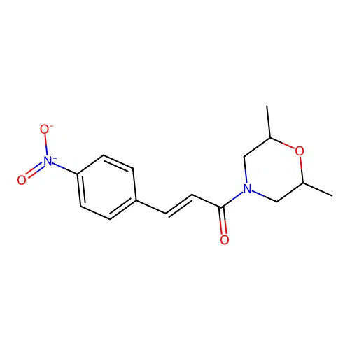 (2E)-1-(2,6-dimethylmorpholin-4-yl)-3-(4-nitrophenyl)prop-2-en-1-one structure