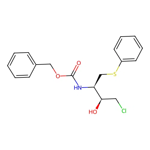 Benzyl ((2R,3S)-4-chloro-3-hydroxy-1-(phenylthio)butan-2-yl)carbamate structure