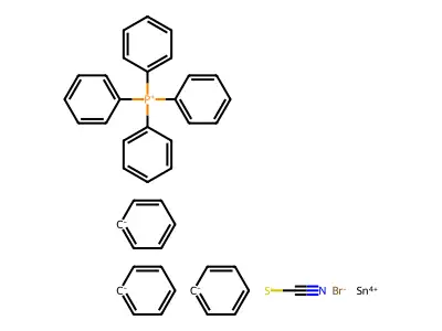 Tetraphenylphosphonium bromotriphenyl(thiocyanato-N)stannate(1-) structure