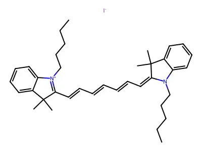 2-[7-(3,3-dimethyl-1-pentylindol-1-ium-2-yl)hepta-2,4,6-trienylidene]-3,3-dimethyl-1-pentylindole iodide structure