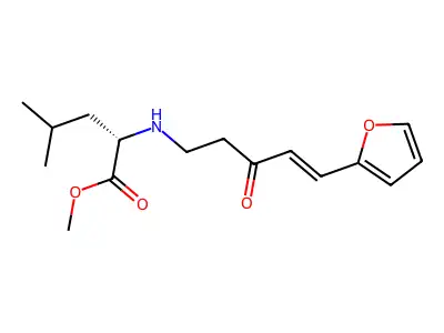methyl (2S)-2-[[5-(furan-2-yl)-3-oxopent-4-enyl]amino]-4-methylpentanoate structure