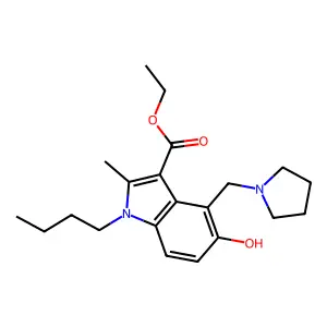 ethyl 1-butyl-5-hydroxy-2-methyl-4-(pyrrolidin-1-ylmethyl)-1H-indole-3-carboxylate structure