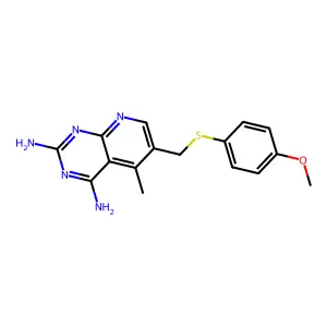 Pyrido(2,3-d)pyrimidine-2,4-diamine, 6-(((4-methoxyphenyl)thio)methyl)-5-methyl- structure