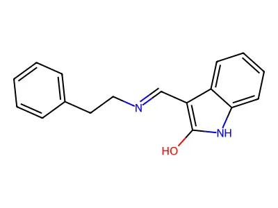 2H-Indol-2-one, 1,3-dihydro-3-(((2-phenylethyl)amino)methylene)-, (E)- structure