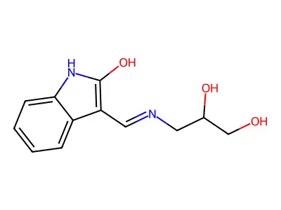 1,3-Dihydro-3-(((2,3-dihydroxypropyl)amino)methylene)-2H-indol-2-one structure