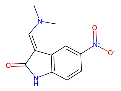 2H-Indol-2-one, 1,3-dihydro-3-((dimethylamino)methylene)-5-nitro-, (E)- structure