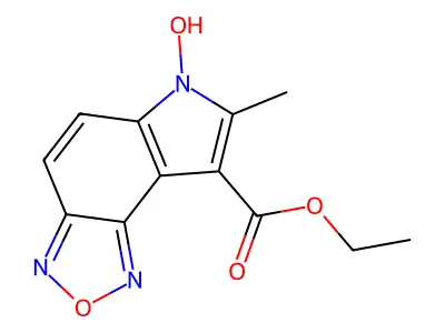 Ethyl 6-hydroxy-7-methyl-6H-pyrrolo(3,2-e)-2,1,3-benzoxadiazole-8-carboxylate structure