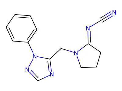 (1-((1-Phenyl-1H-1,2,4-triazol-5-yl)methyl)-2-pyrrolidinylidene)cyanamide structure