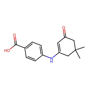 4-[(5,5-Dimethyl-3-oxocyclohex-1-en-1-yl)amino]benzoic acid structure