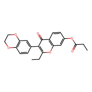 3-(2,3-dihydrobenzo[b][1,4]dioxin-6-yl)-2-ethyl-4-oxo-4H-chromen-7-yl propionate structure