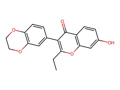 3-(2,3-dihydro-1,4-benzodioxin-6-yl)-2-ethyl-7-hydroxy-4H-chromen-4-one structure