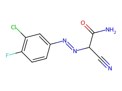 2-((3-Chloro-4-fluorophenyl)azo)-2-cyanoacetamide structure