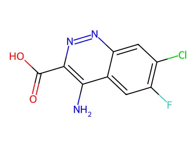 3-Cinnolinecarboxylic acid, 4-amino-7-chloro-6-fluoro-, hydrate structure