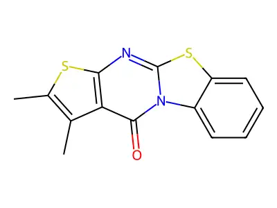 1H-Thieno(2',3':4,5)pyrimido(2,1-b)benzothiazol-4-one, 2,3-dimethyl- structure