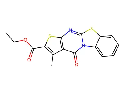 4H-Thieno(2',3':4,5)pyrimido(2,1-b)benzothiazole-2-carboxylic acid, 3-methyl-4-oxo-, ethyl ester structure