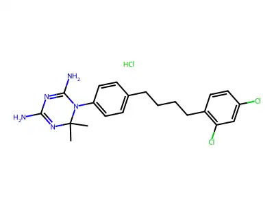 1,3,5-TRIAZINE-2,4-DIAMINE,1-[4-[4-(2,4-DICHLOROPHENYL)BUTYL]PHENYL]-1,6-DIHYDRO-6,6-DIMETHYL-,HYDROCHLORIDE (1:1) structure