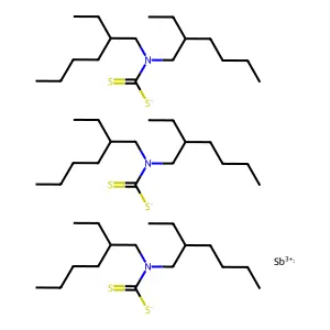 Tris[bis(2-ethylhexyl)dithiocarbamato-S,S']antimony structure