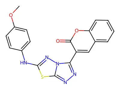 2H-1-Benzopyran-2-one, 3-(6-((4-methoxyphenyl)amino)-1,2,4-triazolo(3,4-b)(1,3,4)thiadiazol-3-yl)- structure