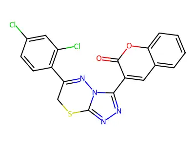 2H-1-Benzopyran-2-one, 3-(6-(2,4-dichlorophenyl)-7H-1,2,4-triazolo(3,4-b)(1,3,4)thiadiazin-3-yl)- structure