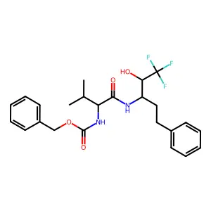 ((S)-2-Methyl-1-((1S*,2R*)-3,3,3-trifluoro-2-hydroxy-1-phenethyl-propylcarbamoyl)-propyl)-carbamic acid, benzyl ester structure