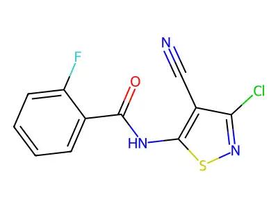 N-(3-chloro-4-cyano-5-isothiazolyl)-2-fluorobenzenecarboxamide structure