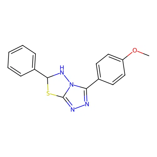 3-(4-methoxyphenyl)-6-phenyl-5,6-dihydro-[1,2,4]triazolo[3,4-b][1,3,4]thiadiazole structure
