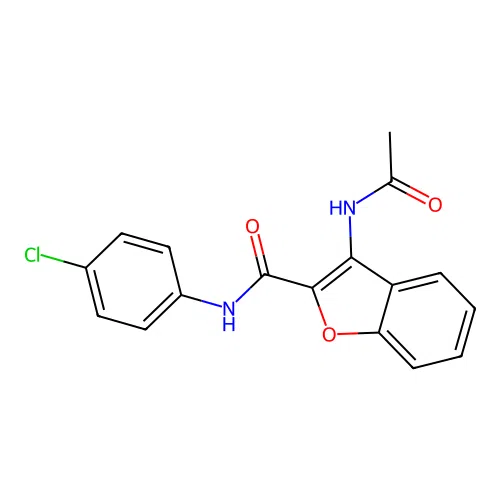 3-acetamido-N-(4-chlorophenyl)benzofuran-2-carboxamide structure