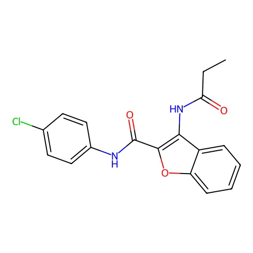 N-(4-chlorophenyl)-3-propionamidobenzofuran-2-carboxamide structure