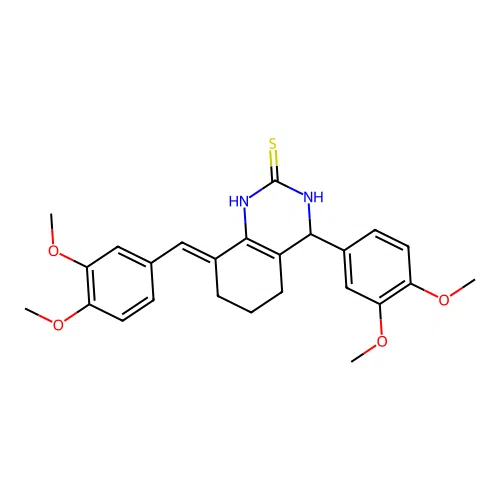 8-(3,4-dimethoxybenzylidene)-4-(3,4-dimethoxyphenyl)-3,4,5,6,7,8-hexahydro-2(1H)-quinazolinethione structure
