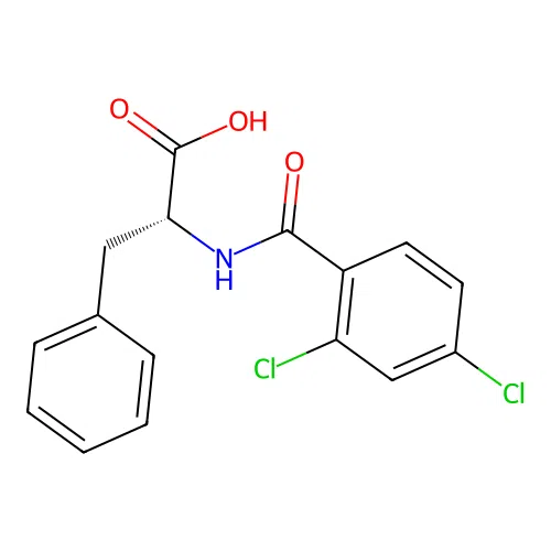 rel-(2R)-2-[(2,4-dichlorophenyl)formamido]-3-phenylpropanoic acid structure