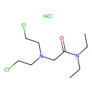 Acetamide, 2-(bis(2-chloroethyl)amino)-N,N-diethyl-, hydrochloride (1:1) structure