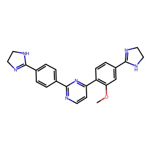 4-[4-(4,5-dihydro-1H-imidazol-2-yl)-2-methoxyphenyl]-2-[4-(4,5-dihydro-1H-imidazol-2-yl)phenyl]pyrimidine structure