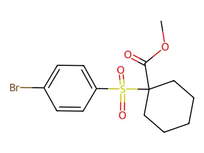 Cyclohexanecarboxylic acid, 1-((4-bromophenyl)sulfonyl)-, methyl ester structure