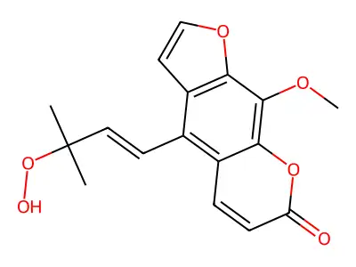 4-(3-Hydroperoxy-3-methylbut-1-enyl)-9-methoxyfuro[3,2-g]chromen-7-one structure
