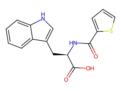 rel-(2R)-3-(1H-indol-3-yl)-2-[(thiophen-2-yl)formamido]propanoicacid structure