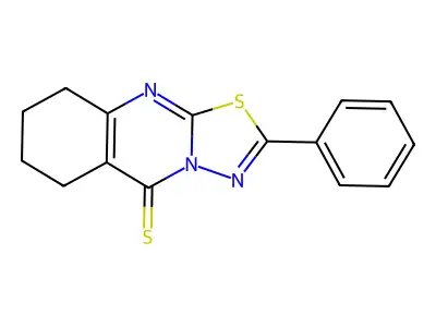 5H-1,3,4-Thiadiazolo(2,3-b)quinazoline-5-thione, 6,7,8,9-tetrahydro-2-phenyl- structure
