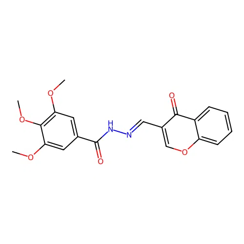 3,4,5-trimethoxy-N-[(E)-(4-oxochromen-3-yl)methylideneamino]benzamide structure
