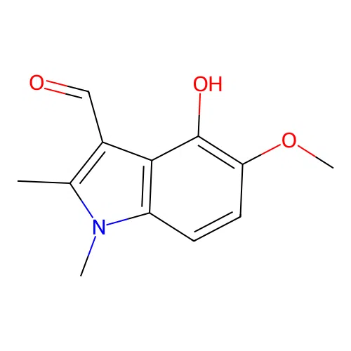 4-Hydroxy-5-methoxy-1,2-dimethylindole-3-carbaldehyde structure