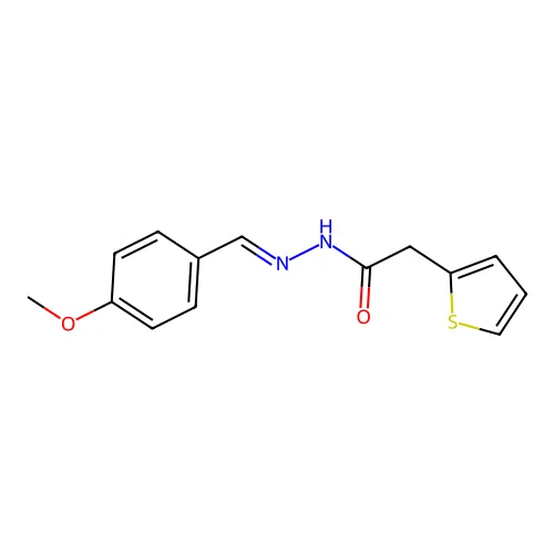N-[(E)-(4-methoxyphenyl)methylideneamino]-2-thiophen-2-ylacetamide structure