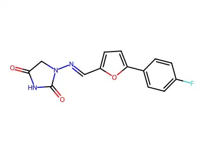 1-[[[5-(4-Fluorophenyl)-2-furanyl]methylene]amino]-2,4-imidazolidinedione structure